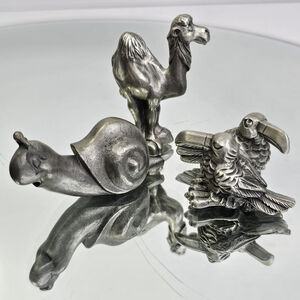 Hudson Pewter Camel, Snail, And Tucan Selanger Pewter Figurines 2203 615 2176